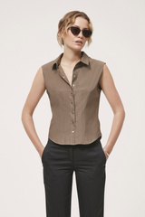 sleeveless shirt MAYA cofee